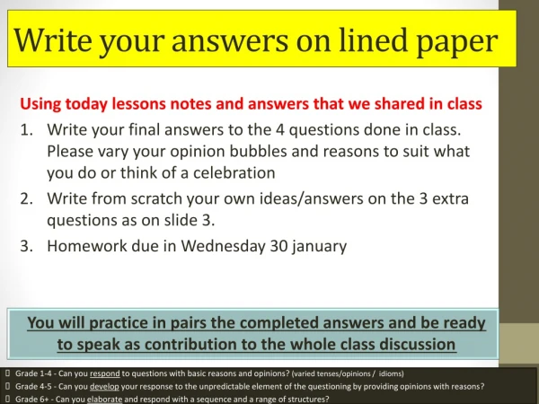 Write your answers on lined paper