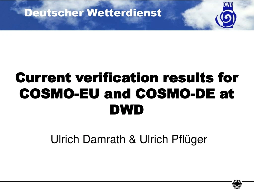 current verification results for cosmo eu and cosmo de at dwd