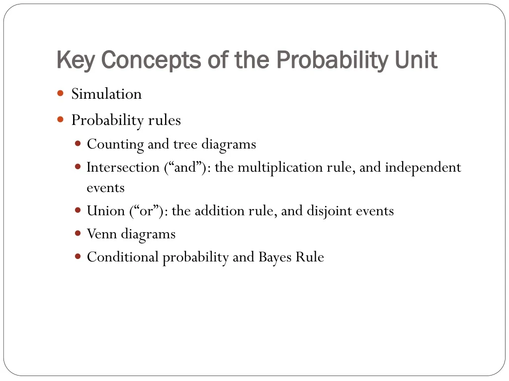 key concepts of the probability unit