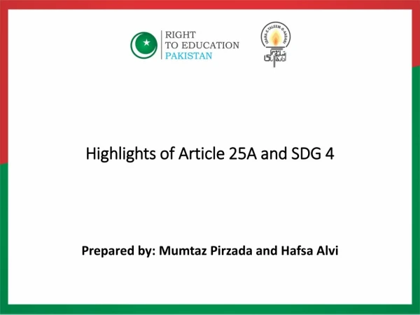 Highlights of Article 25A and SDG 4