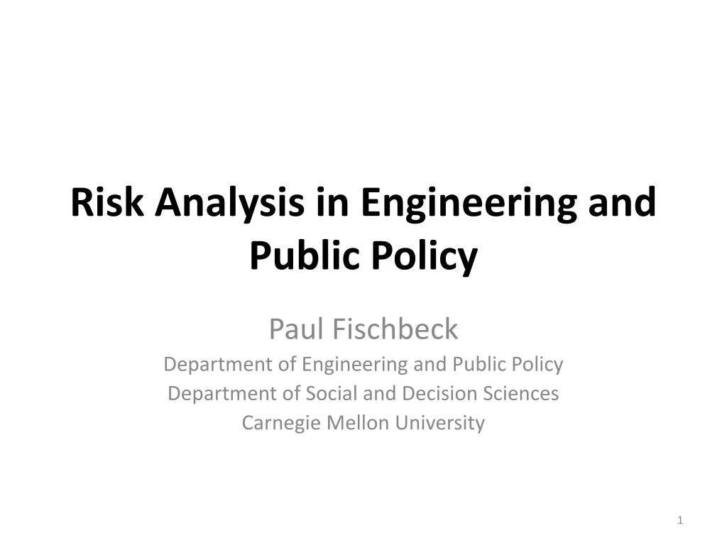risk analysis in engineering and public policy