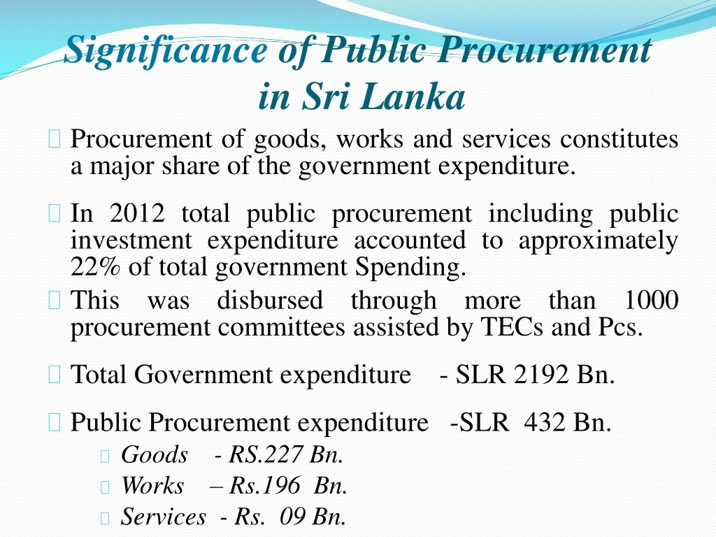 significance of public procurement in sri lanka
