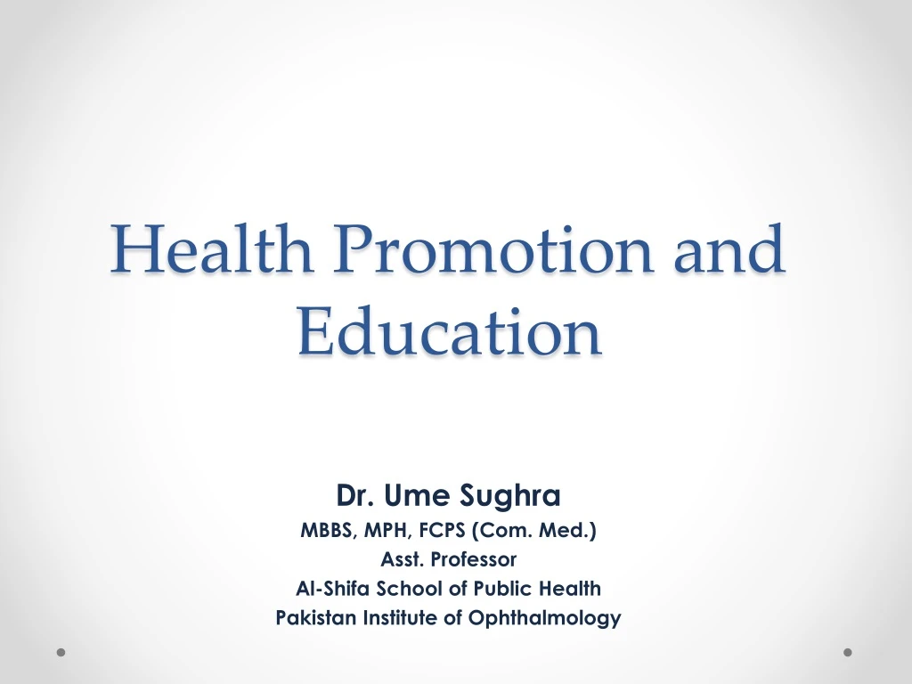 health promotion and education