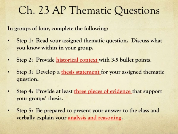 Ch. 23 AP Thematic Questions