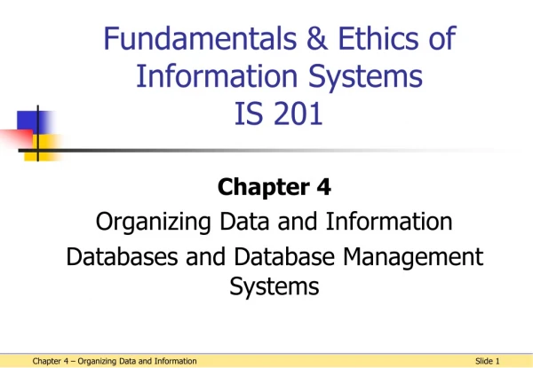Fundamentals &amp; Ethics of Information Systems IS 201