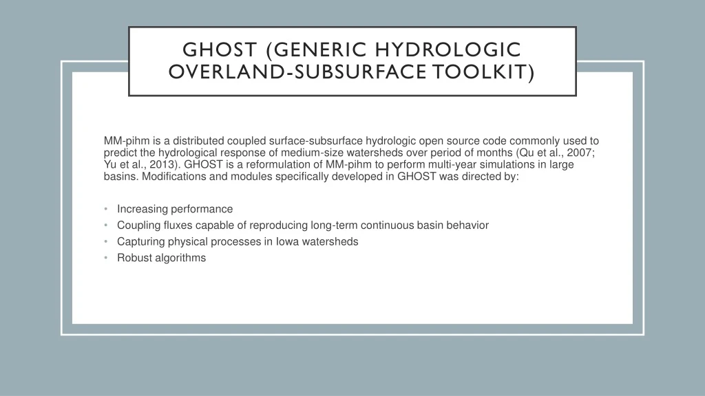 ghost generic hydrologic overland subsurface toolkit