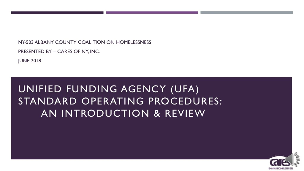 unified funding agency ufa standard operating procedures an introduction review