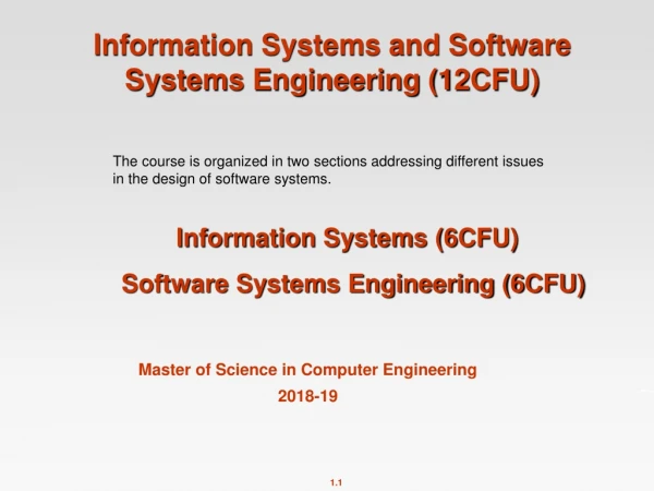Information Systems and Software Systems Engineering (12CFU)