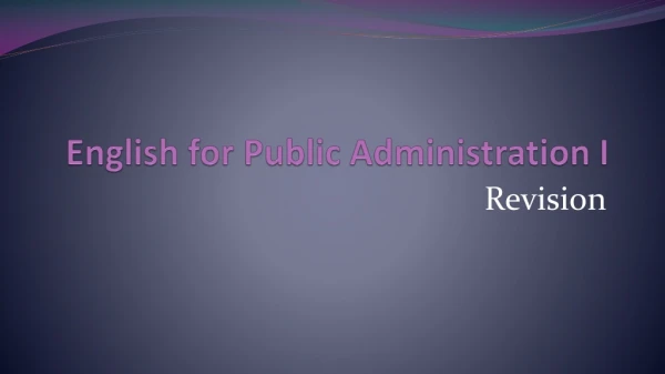 English for Public Administration I