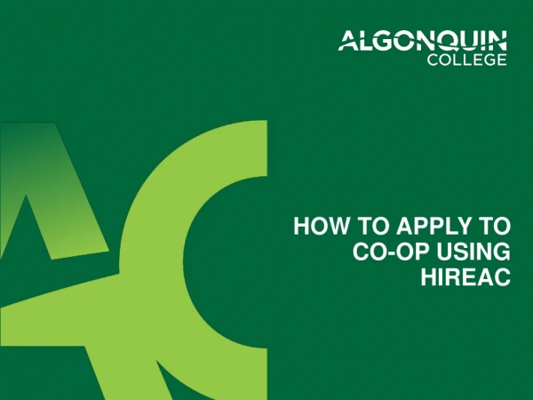 How to Apply to Co-op Using HireAC