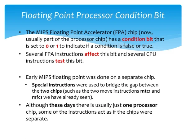 Floating Point Processor Condition Bit