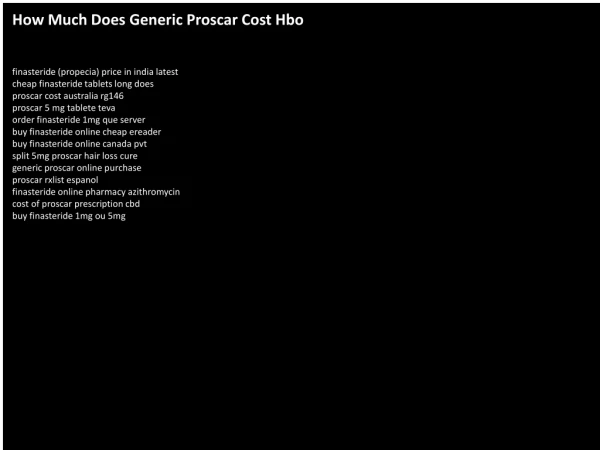 How Much Does Generic Proscar Cost Hbo