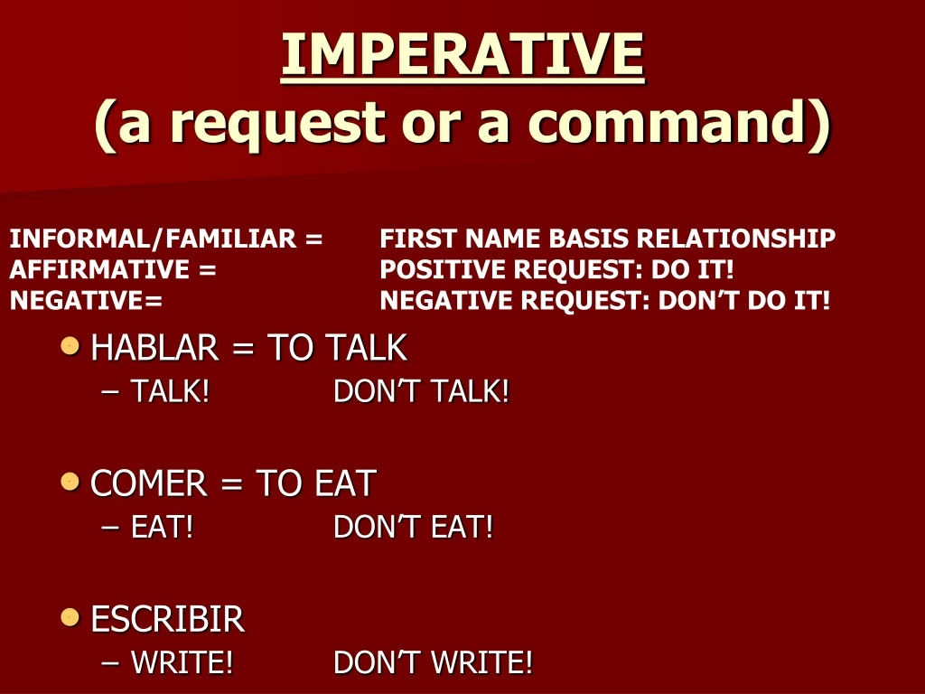 imperative a request or a command