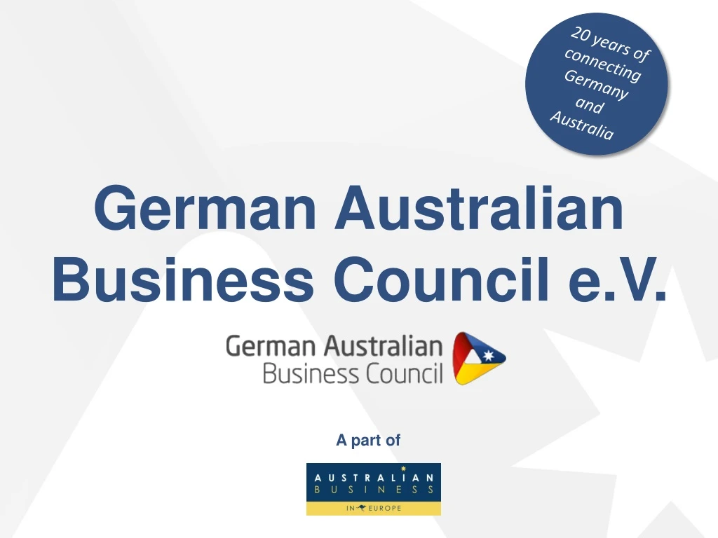 german australian business council e v