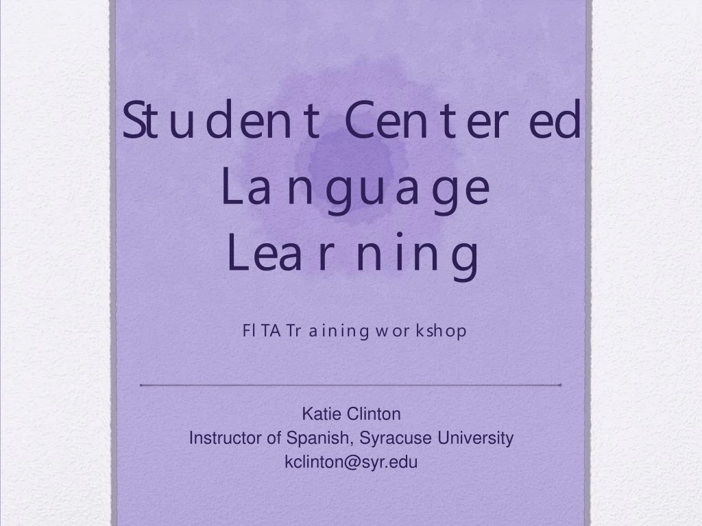 student centered language learning flta training workshop