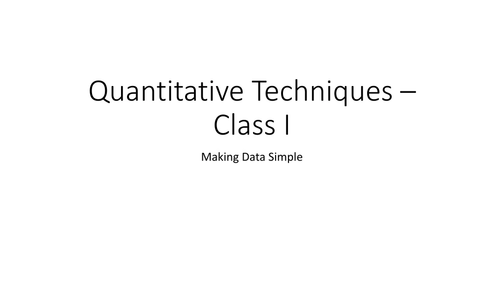 quantitative techniques class i