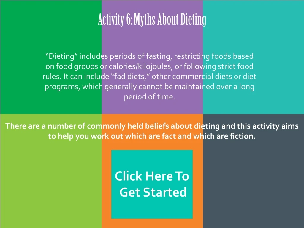 activity 6 myths about dieting