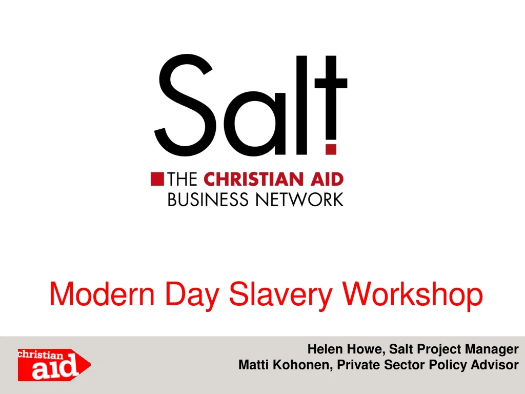 modern day slavery workshop