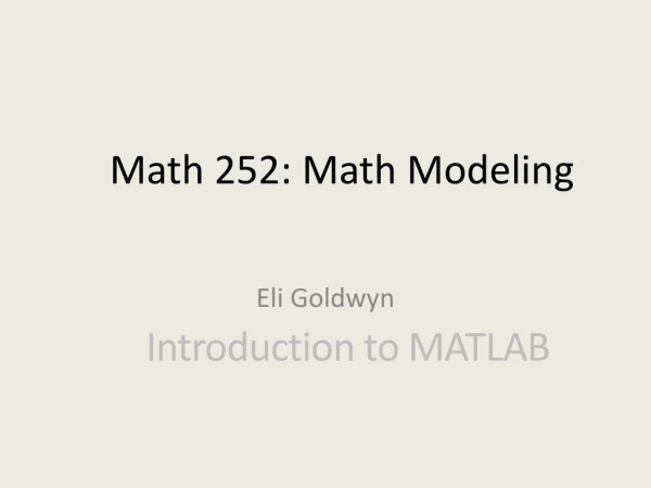 Math 252: Math Modeling
