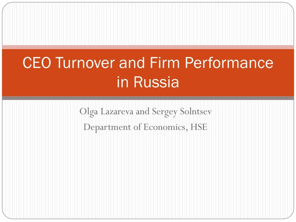 ceo turnover and firm performance in russia