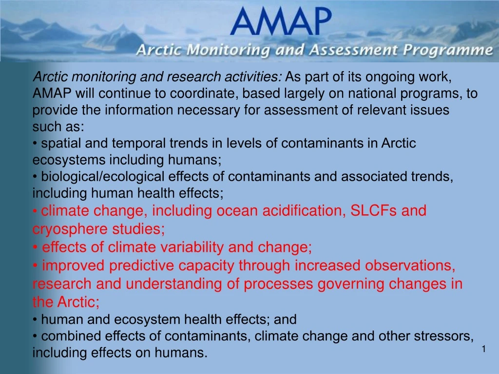 arctic monitoring and research activities as part