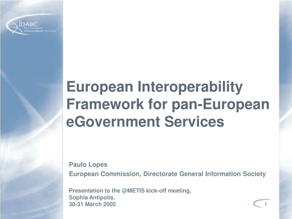 european interoperability framework for pan european egovernment services
