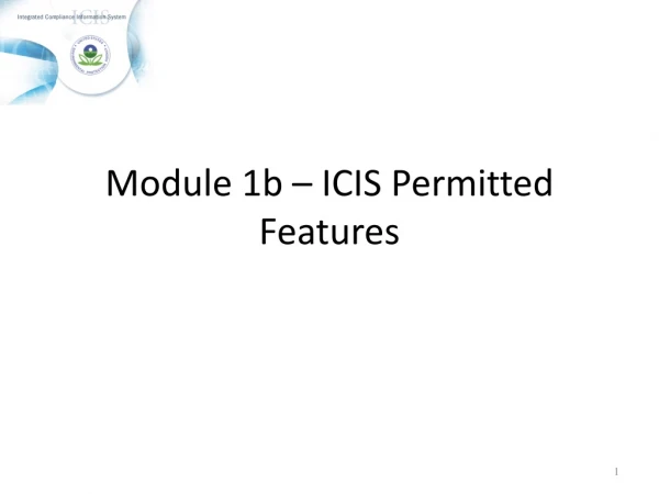 Module 1b – ICIS Permitted Features