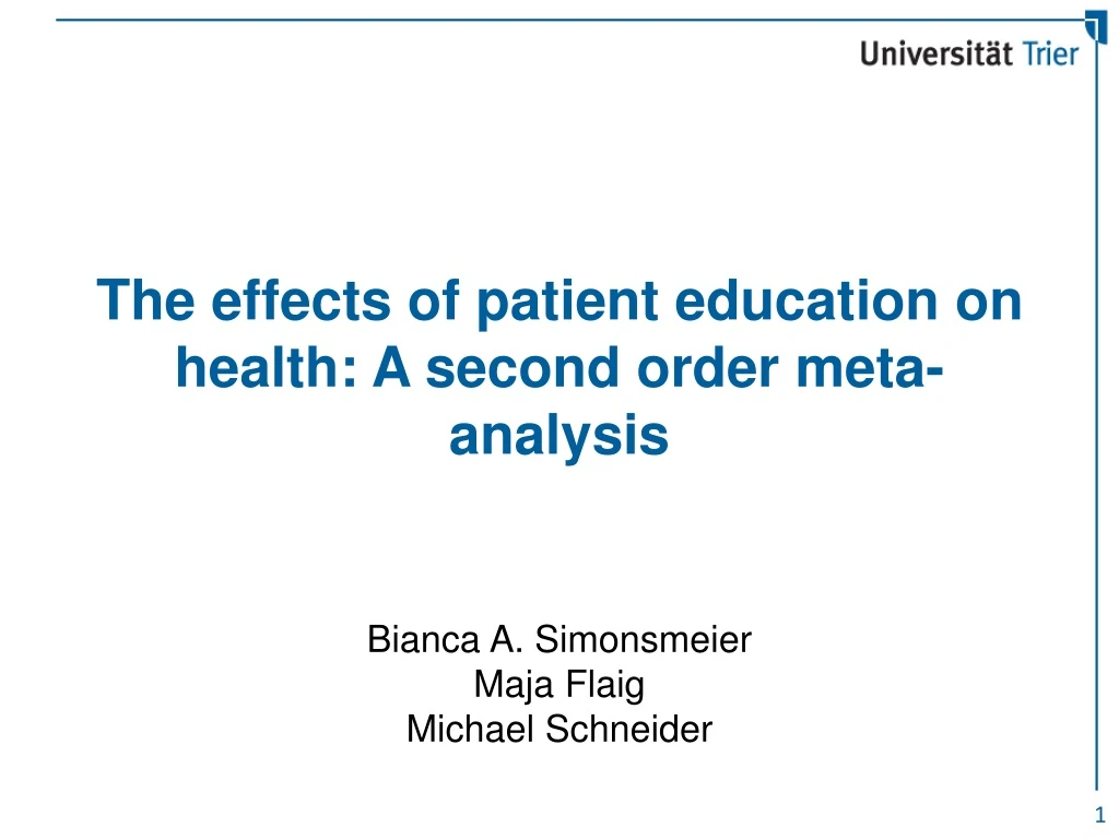 the effects of patient education on health a second order meta analysis