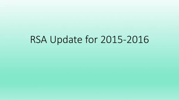 RSA Update for 2015-2016