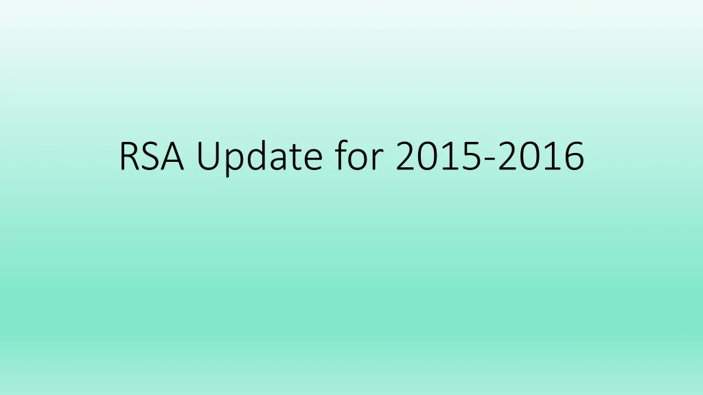 rsa update for 2015 2016