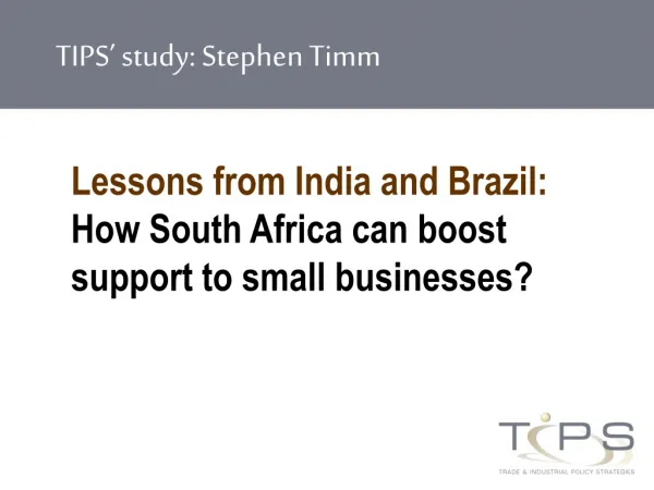 Lessons from India and Brazil: How South Africa can boost support to small businesses?