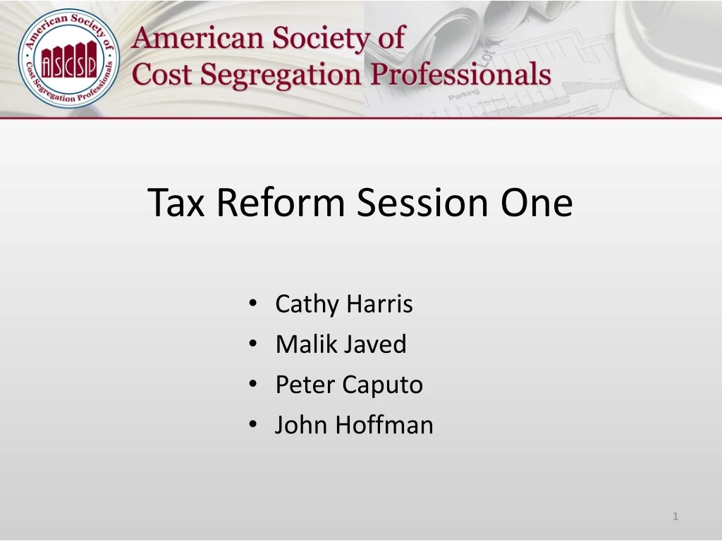tax reform session one
