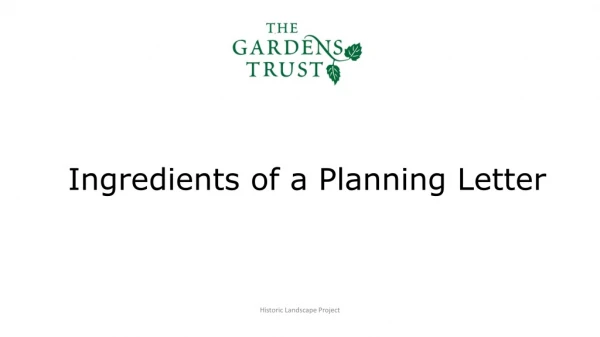Ingredients of a Planning Letter