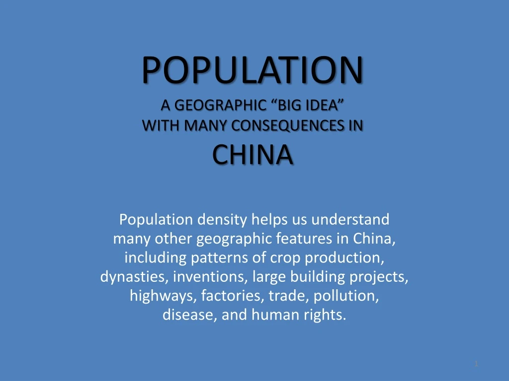 population a geographic big idea with many consequences in china