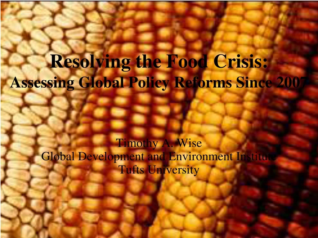 resolving the food crisis assessing global policy reforms since 2007