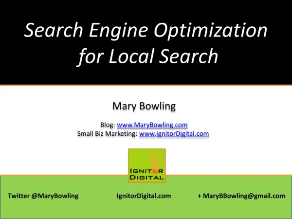 Search Engine Optimization for Local Search