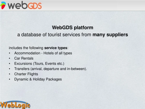 WebGDS platform a database of tourist services from many suppliers