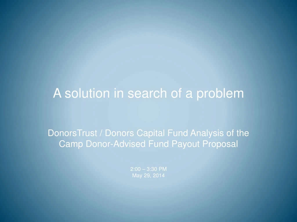 a solution in search of a problem