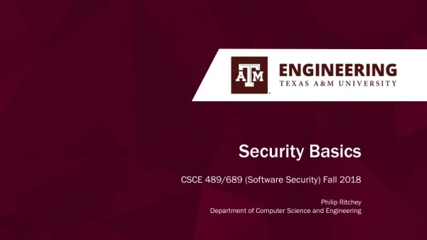 CSCE 489/689 (Software Security) Fall 2018