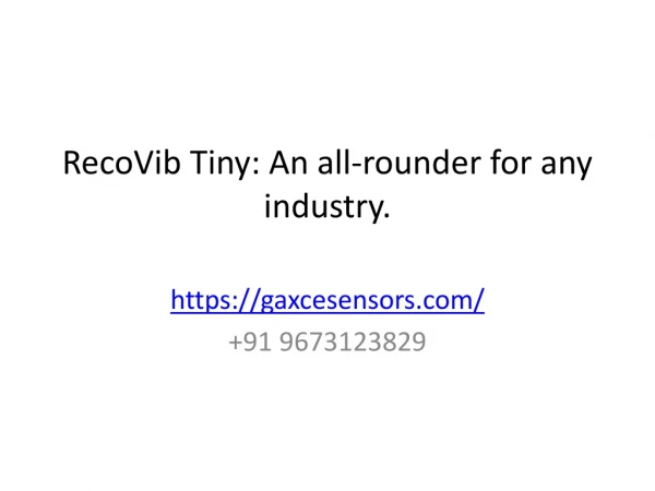RecoVib Tiny: An all-rounder for any industry | Gaxcesensors