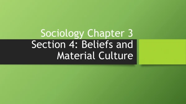 Sociology Chapter 3 Section 4: Beliefs and Material Culture
