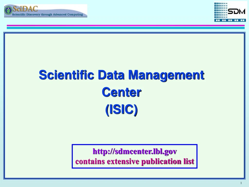 scientific data management center isic