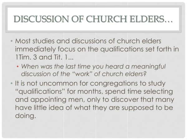Discussion of church elders…