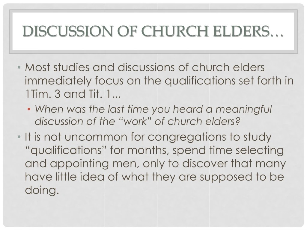 discussion of church elders