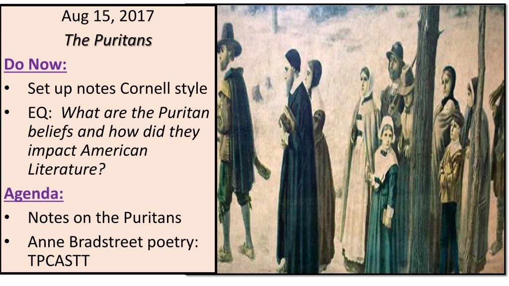 aug 15 2017 the puritans do now set up notes