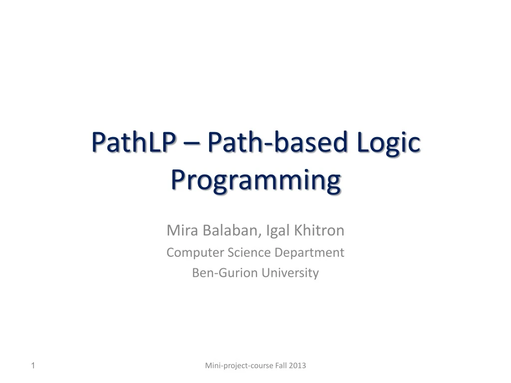 pathlp path based logic programming
