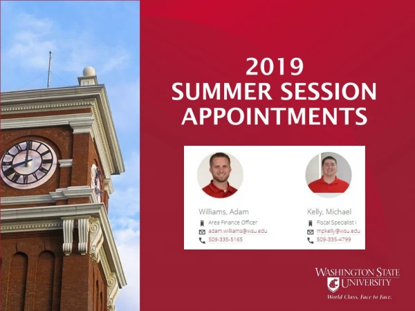 2019 SUMMER SESSION APPOINTMENTS