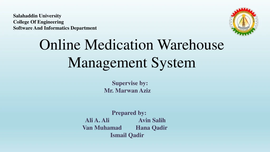 online medication warehouse management system