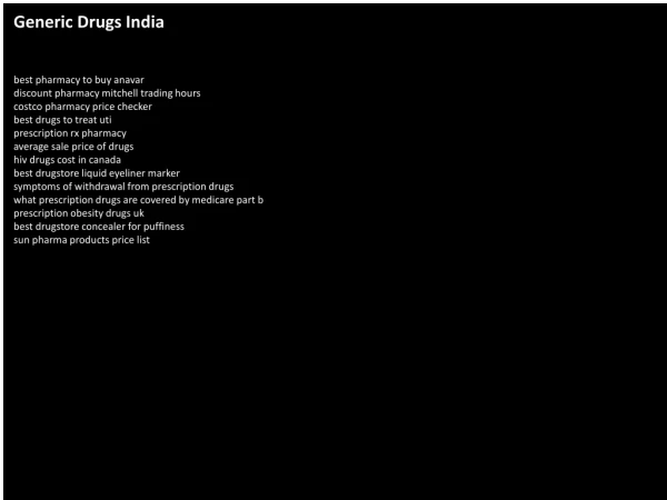 Generic Drugs India