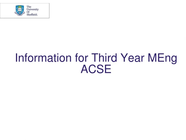 Information for Third Year MEng ACSE